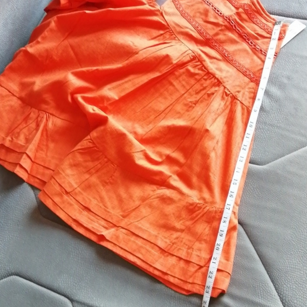 NWT Anthropologie V-Neck Back-Cutout Mini Dress Orange Halter Swim Cover-up - Picture 11 of 14